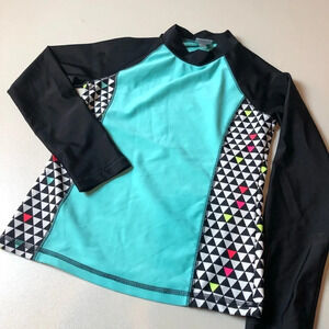 Girls Rashguard Circo Size Medium Black/Teal
